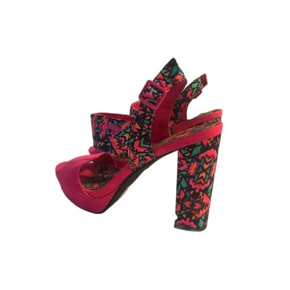 Rocket dog bright pink floral y2k style chunky heels with straps size 8 - Picture 6 of 8